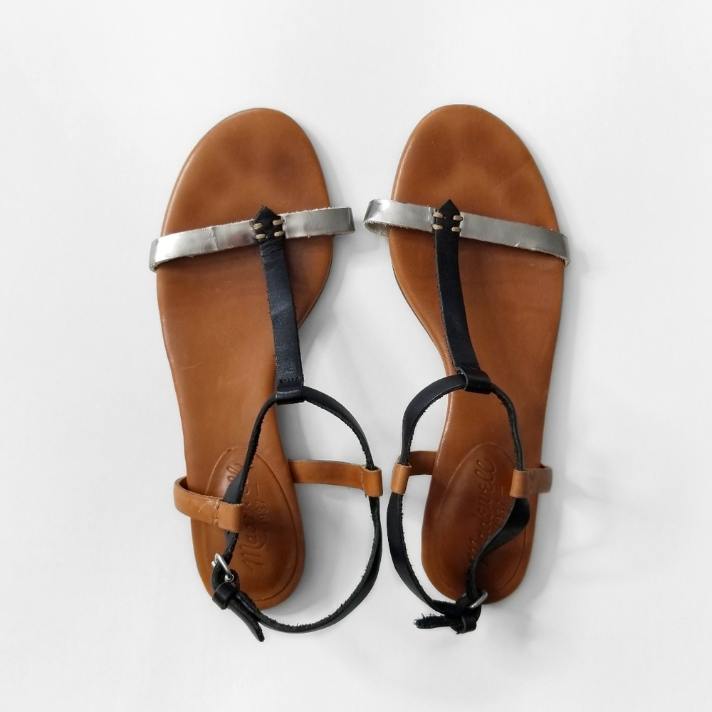 MADEWELL Brown Silver Strappy Boho Sandals